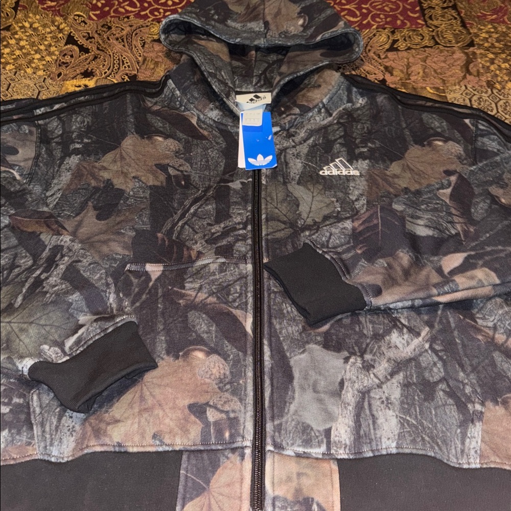Adidas Originals Trefoil Fleece Lined Camo Zip Hoodie